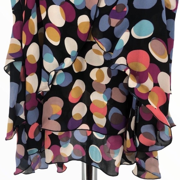 Odille for Anthropologie 100% Silk Multicolor Dot Ruffle Camisole Tank Top - Picture 3 of 7